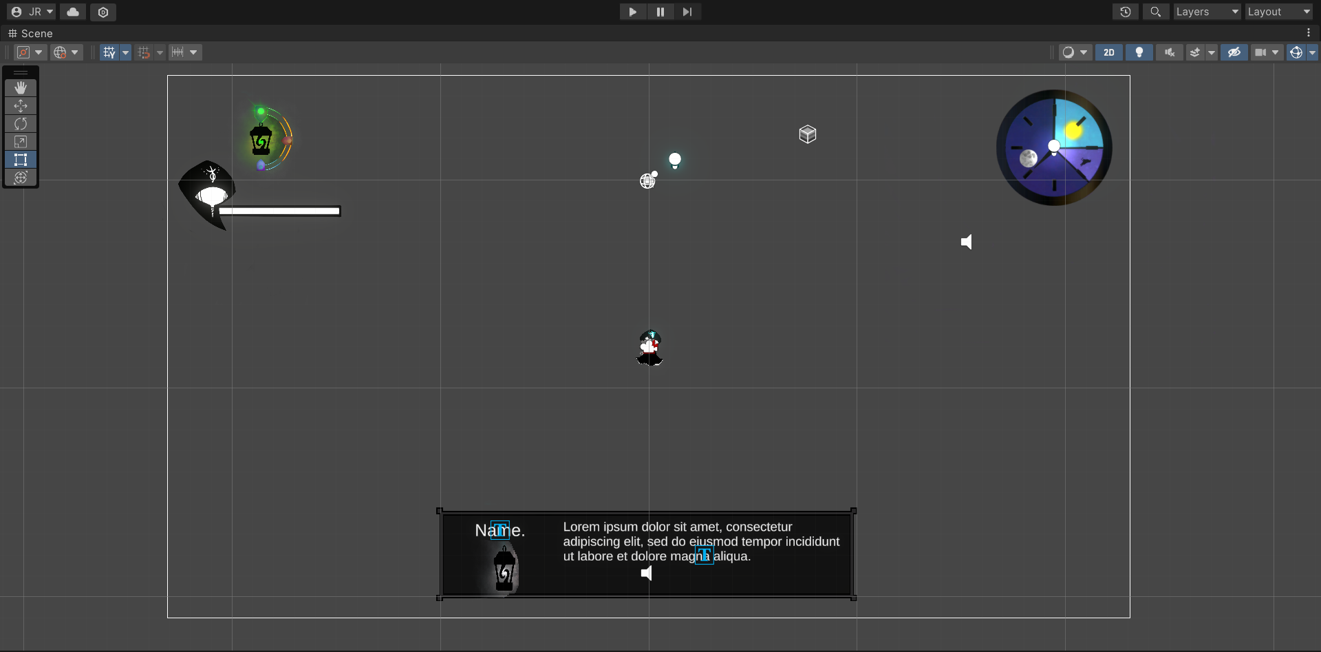 Screenshot of the Unity Editor that pretends to show the UI